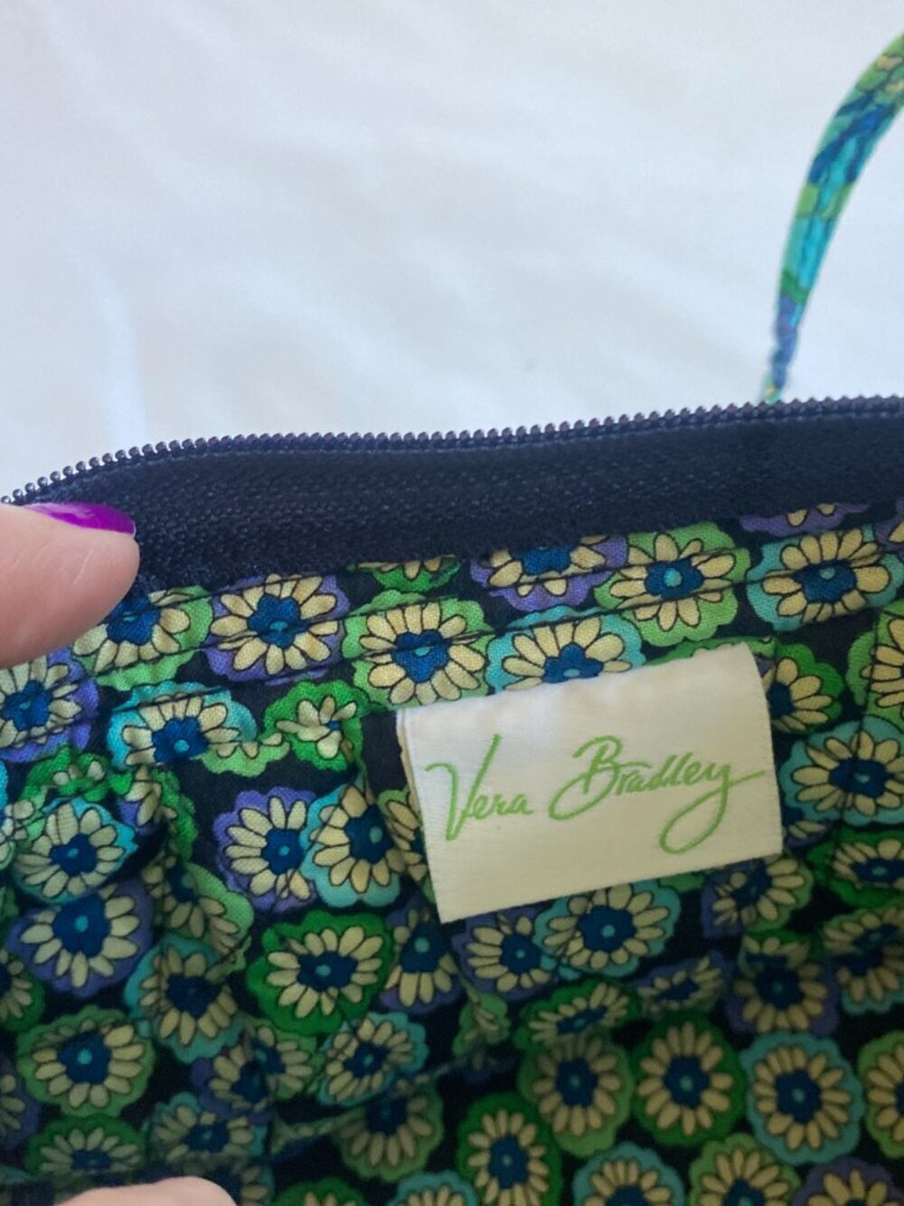 VERA BRADLEY Green Blue Rhapsody Paisley Quilted Bag Purse, EUC - Picture 5 of 10